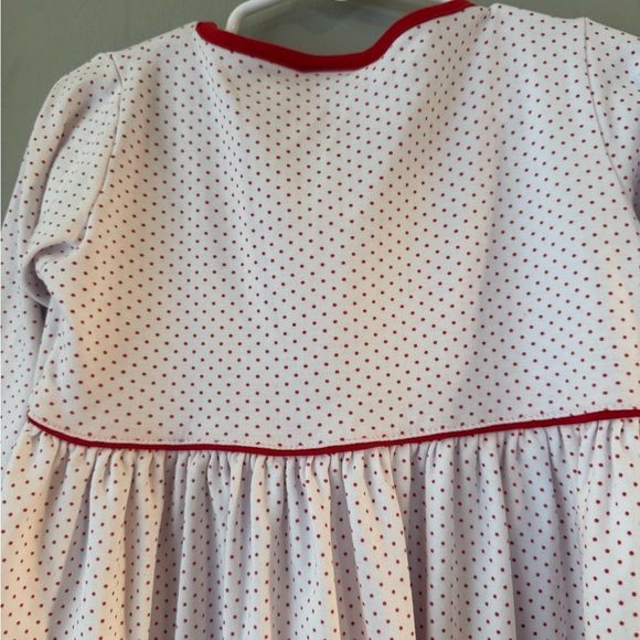 White and Red Ruffled Tiered Dress with Long Sleeves - Picture 6 of 7